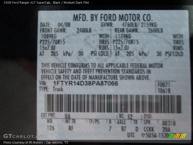Black / Medium Dark Flint 2008 Ford Ranger XLT SuperCab