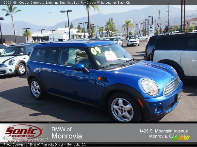 Lightning Blue Metallic / Ray Cream White Leather/Black Cloth 2009 Mini Cooper Clubman