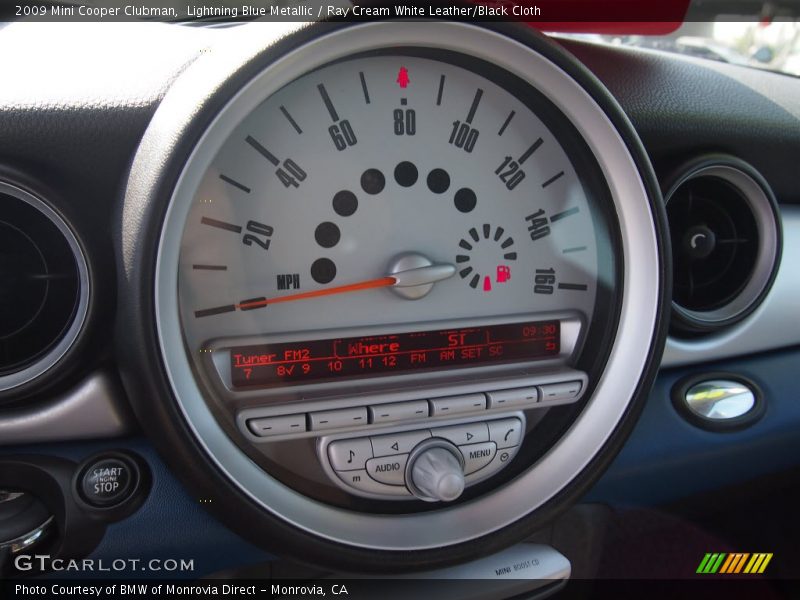 Lightning Blue Metallic / Ray Cream White Leather/Black Cloth 2009 Mini Cooper Clubman