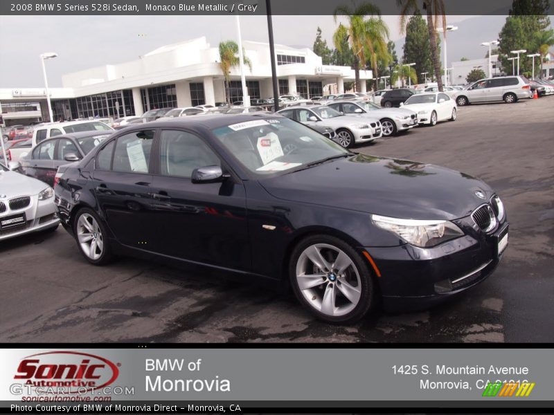 Monaco Blue Metallic / Grey 2008 BMW 5 Series 528i Sedan