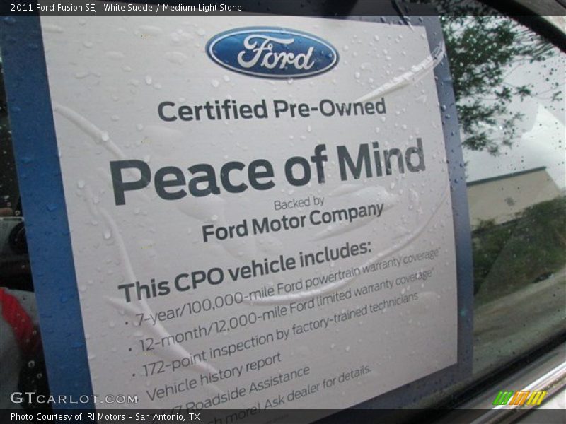 White Suede / Medium Light Stone 2011 Ford Fusion SE