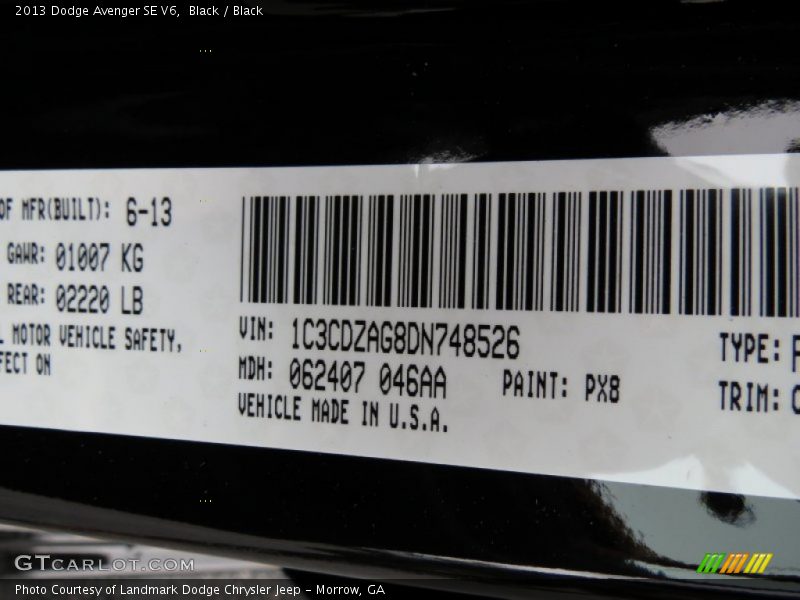 Black / Black 2013 Dodge Avenger SE V6