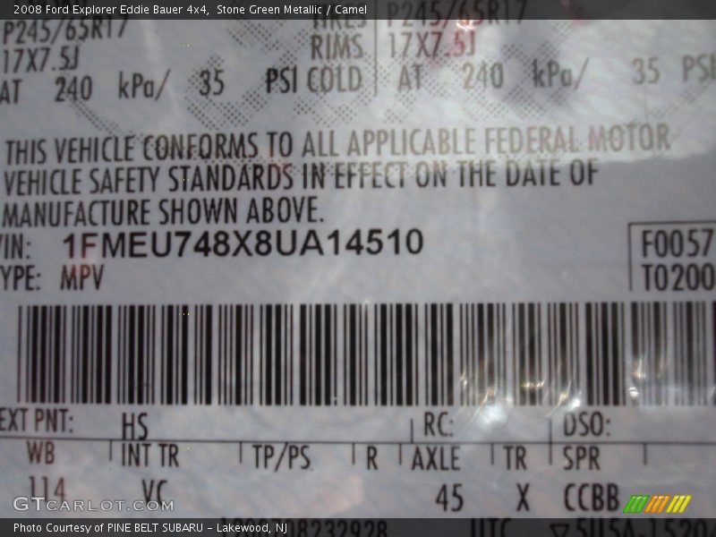 Stone Green Metallic / Camel 2008 Ford Explorer Eddie Bauer 4x4