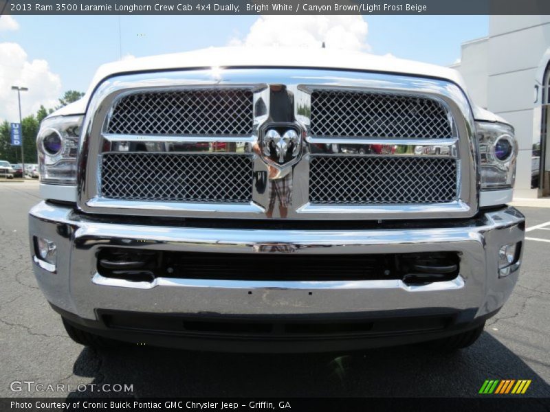 Bright White / Canyon Brown/Light Frost Beige 2013 Ram 3500 Laramie Longhorn Crew Cab 4x4 Dually