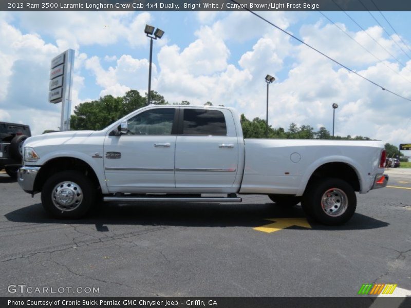 Bright White / Canyon Brown/Light Frost Beige 2013 Ram 3500 Laramie Longhorn Crew Cab 4x4 Dually