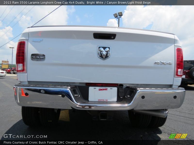 Bright White / Canyon Brown/Light Frost Beige 2013 Ram 3500 Laramie Longhorn Crew Cab 4x4 Dually