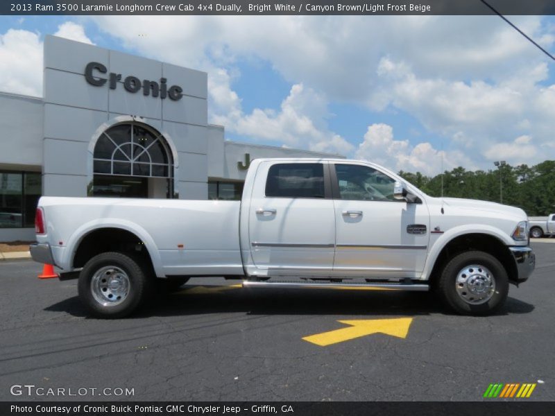 Bright White / Canyon Brown/Light Frost Beige 2013 Ram 3500 Laramie Longhorn Crew Cab 4x4 Dually