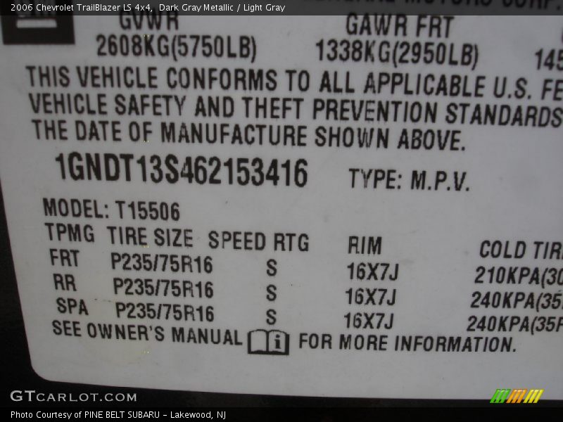 Dark Gray Metallic / Light Gray 2006 Chevrolet TrailBlazer LS 4x4
