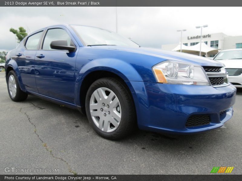 Blue Streak Pearl / Black 2013 Dodge Avenger SE V6