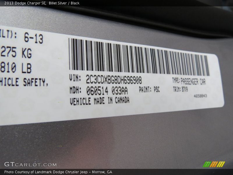 Billet Silver / Black 2013 Dodge Charger SE