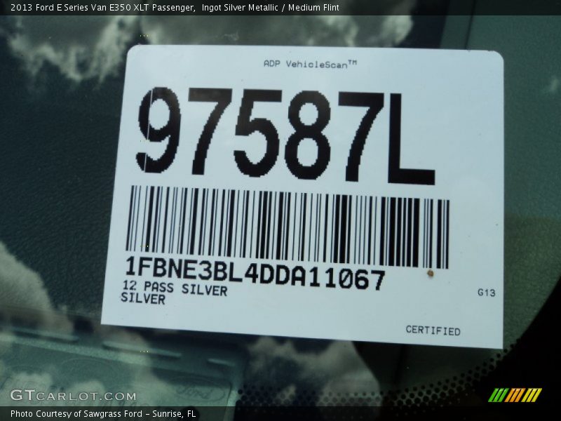Ingot Silver Metallic / Medium Flint 2013 Ford E Series Van E350 XLT Passenger
