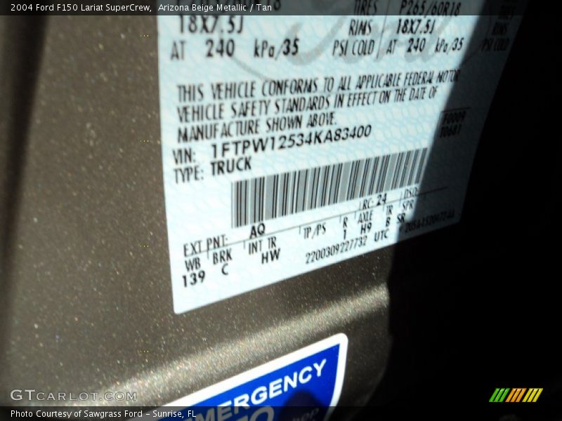 Arizona Beige Metallic / Tan 2004 Ford F150 Lariat SuperCrew