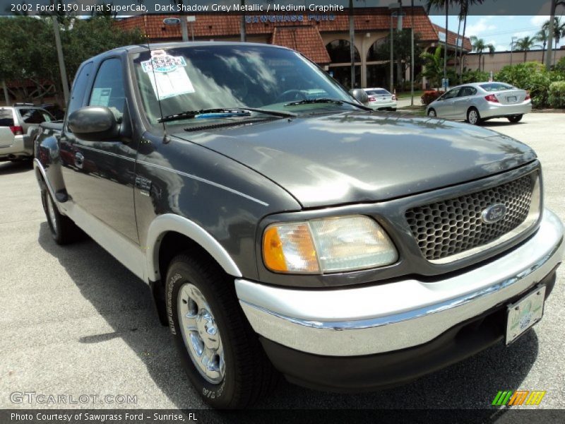 Dark Shadow Grey Metallic / Medium Graphite 2002 Ford F150 Lariat SuperCab