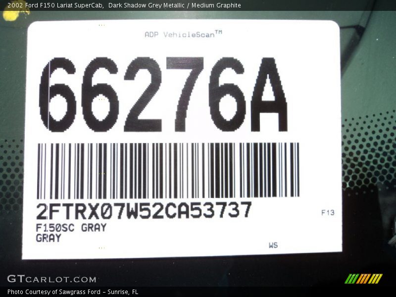 Dark Shadow Grey Metallic / Medium Graphite 2002 Ford F150 Lariat SuperCab