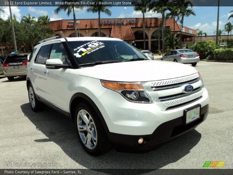 White Platinum Tri-Coat / Medium Light Stone 2012 Ford Explorer Limited