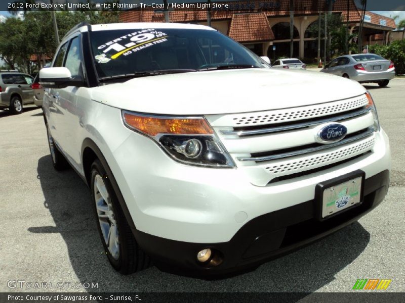 White Platinum Tri-Coat / Medium Light Stone 2012 Ford Explorer Limited
