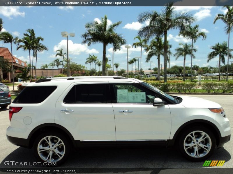 White Platinum Tri-Coat / Medium Light Stone 2012 Ford Explorer Limited