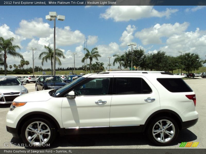 White Platinum Tri-Coat / Medium Light Stone 2012 Ford Explorer Limited