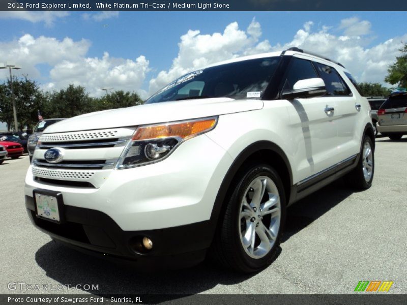 White Platinum Tri-Coat / Medium Light Stone 2012 Ford Explorer Limited