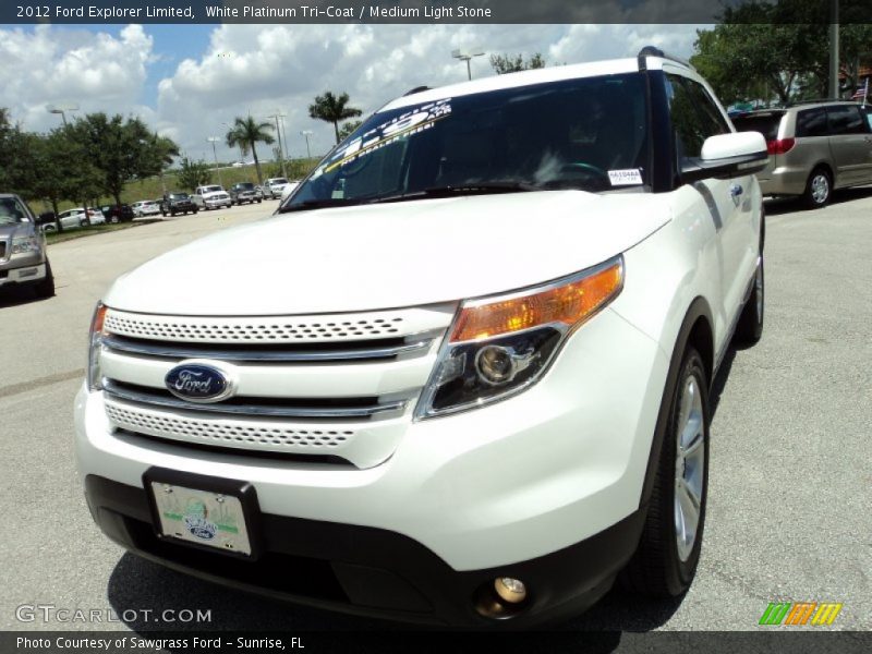 White Platinum Tri-Coat / Medium Light Stone 2012 Ford Explorer Limited