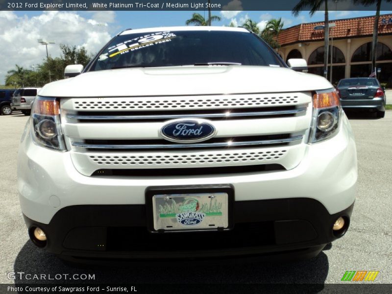 White Platinum Tri-Coat / Medium Light Stone 2012 Ford Explorer Limited