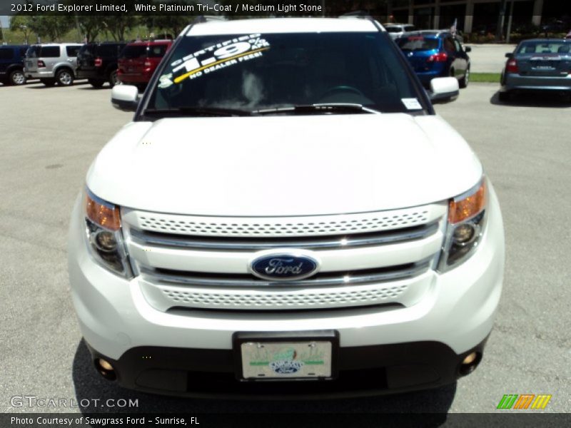 White Platinum Tri-Coat / Medium Light Stone 2012 Ford Explorer Limited