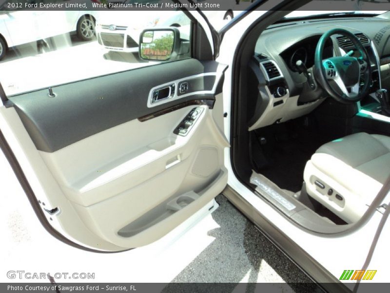 White Platinum Tri-Coat / Medium Light Stone 2012 Ford Explorer Limited