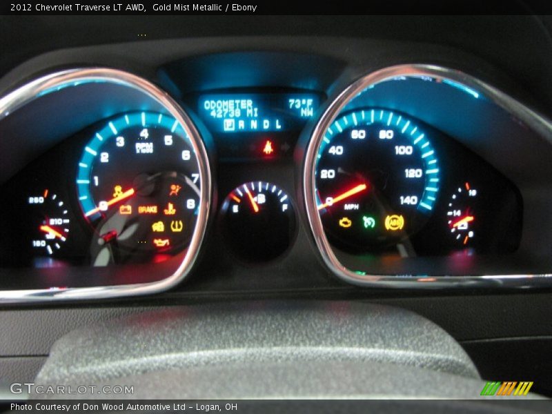 Gold Mist Metallic / Ebony 2012 Chevrolet Traverse LT AWD
