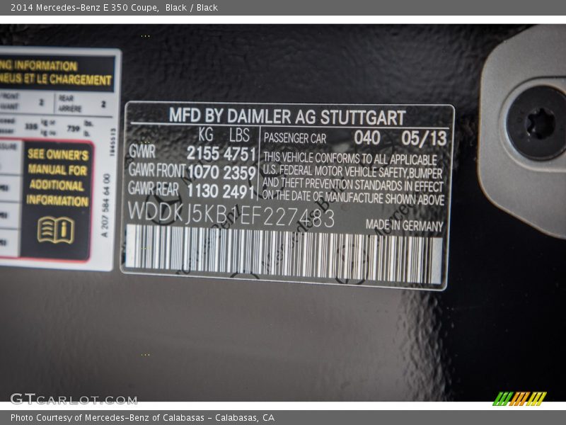 Black / Black 2014 Mercedes-Benz E 350 Coupe