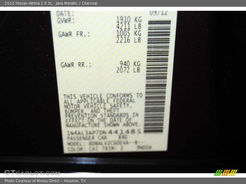 Java Metallic / Charcoal 2013 Nissan Altima 2.5 SL