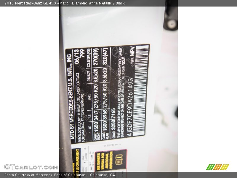 Diamond White Metallic / Black 2013 Mercedes-Benz GL 450 4Matic