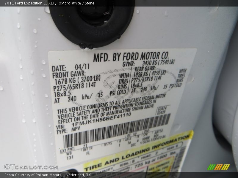 Oxford White / Stone 2011 Ford Expedition EL XLT