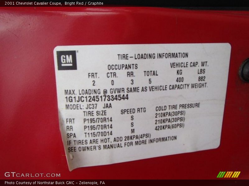 Bright Red / Graphite 2001 Chevrolet Cavalier Coupe