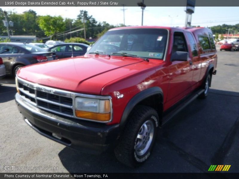 Poppy Red / Slate Gray 1996 Dodge Dakota Extended Cab 4x4