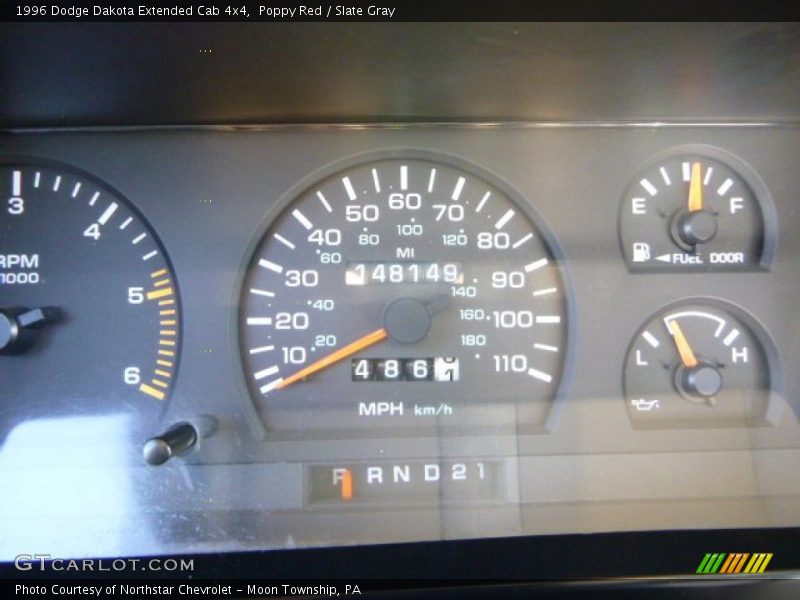 Poppy Red / Slate Gray 1996 Dodge Dakota Extended Cab 4x4