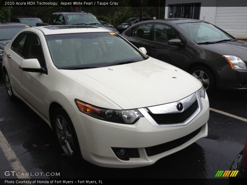 Aspen White Pearl / Taupe Gray 2010 Acura MDX Technology