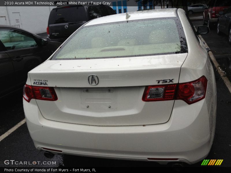 Aspen White Pearl / Taupe Gray 2010 Acura MDX Technology