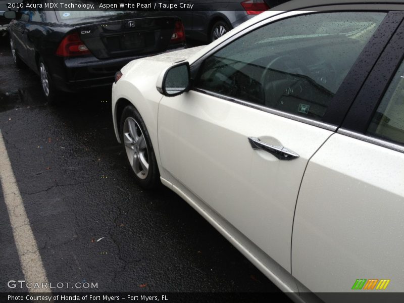 Aspen White Pearl / Taupe Gray 2010 Acura MDX Technology