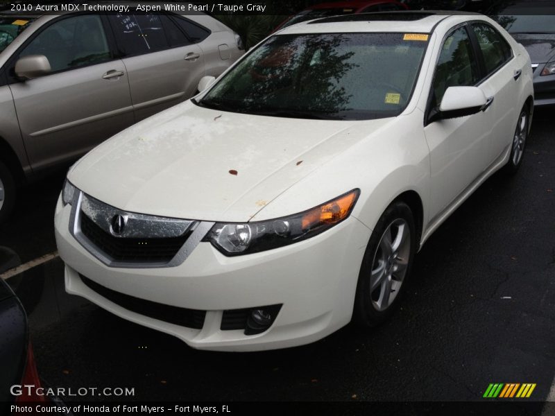 Aspen White Pearl / Taupe Gray 2010 Acura MDX Technology