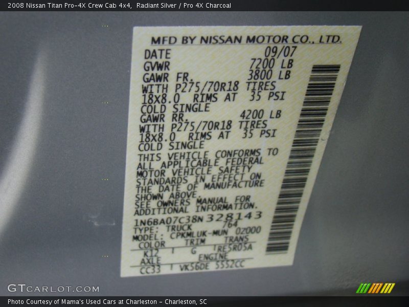 Radiant Silver / Pro 4X Charcoal 2008 Nissan Titan Pro-4X Crew Cab 4x4