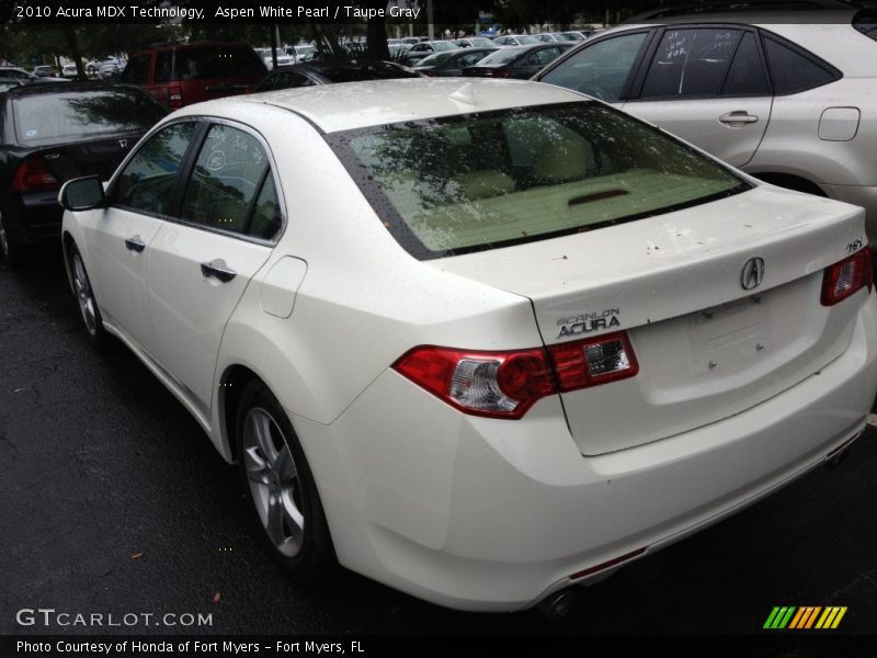 Aspen White Pearl / Taupe Gray 2010 Acura MDX Technology