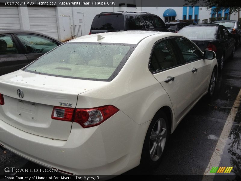 Aspen White Pearl / Taupe Gray 2010 Acura MDX Technology