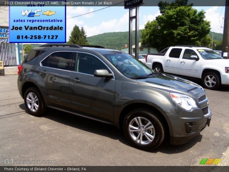 Steel Green Metallic / Jet Black 2013 Chevrolet Equinox LT AWD