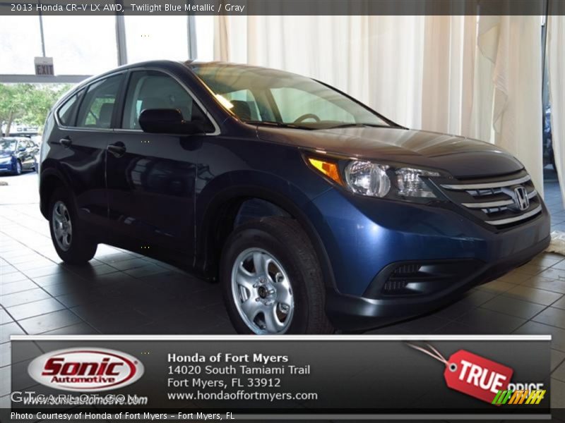 Twilight Blue Metallic / Gray 2013 Honda CR-V LX AWD