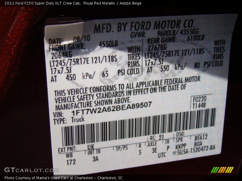 Royal Red Metallic / Adobe Beige 2011 Ford F250 Super Duty XLT Crew Cab