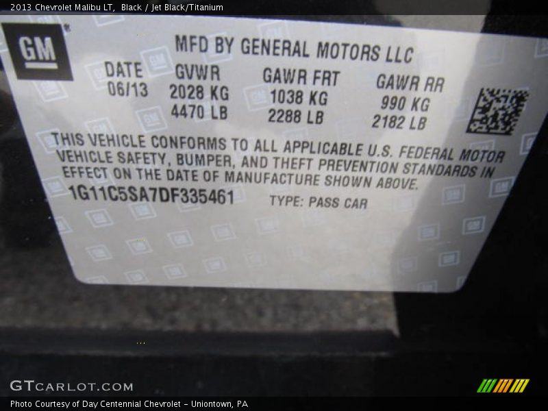 Black / Jet Black/Titanium 2013 Chevrolet Malibu LT