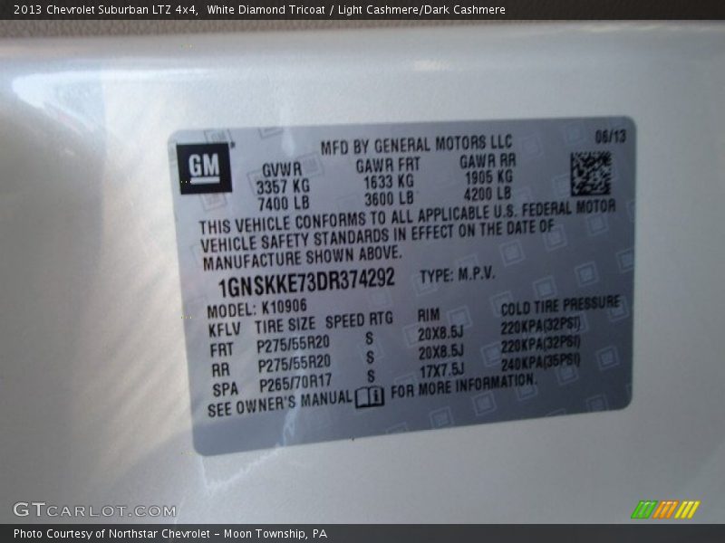 White Diamond Tricoat / Light Cashmere/Dark Cashmere 2013 Chevrolet Suburban LTZ 4x4