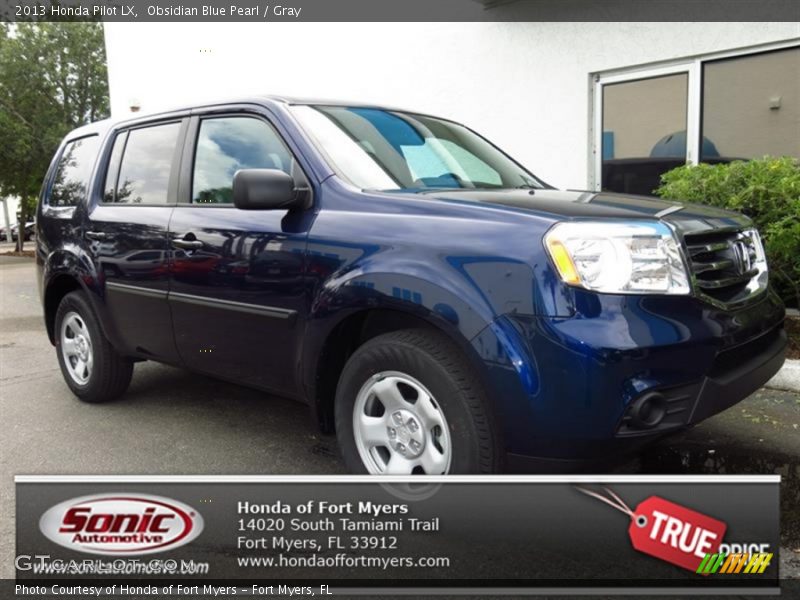 Obsidian Blue Pearl / Gray 2013 Honda Pilot LX