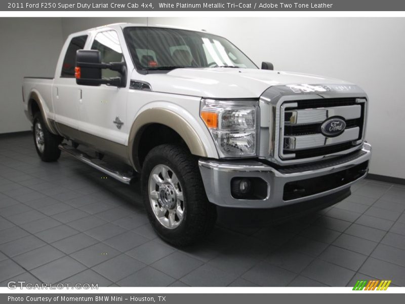 White Platinum Metallic Tri-Coat / Adobe Two Tone Leather 2011 Ford F250 Super Duty Lariat Crew Cab 4x4