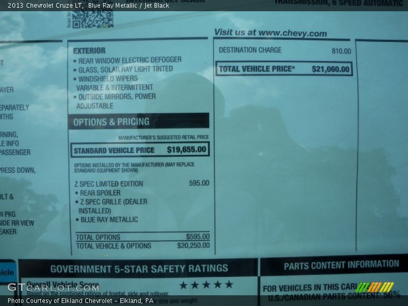 Blue Ray Metallic / Jet Black 2013 Chevrolet Cruze LT